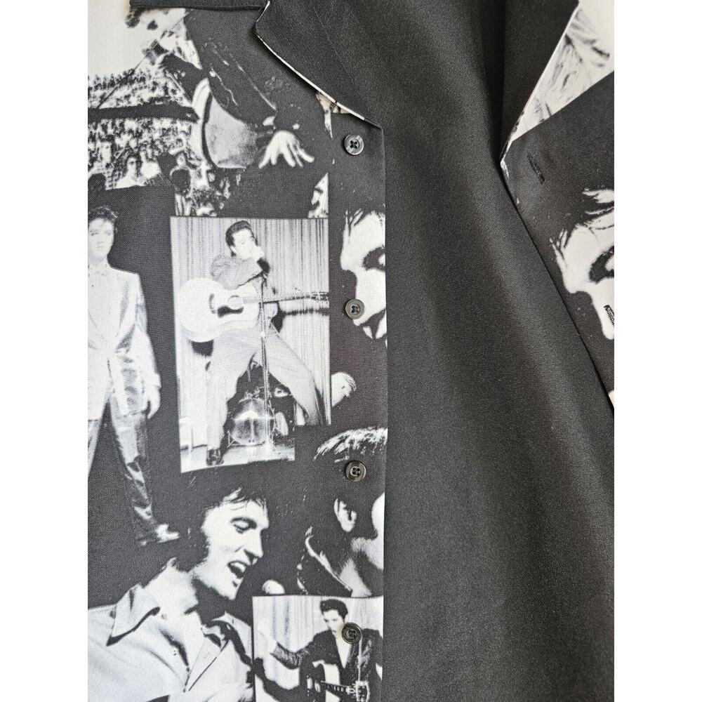 ELVIS PRESLEY Button Up Shirt Men's Size XL , Black‎ and White, Embroidered - Picture 14 of 16